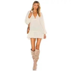 Free People Rugged Beauty Swing Dress in Ecru Wash