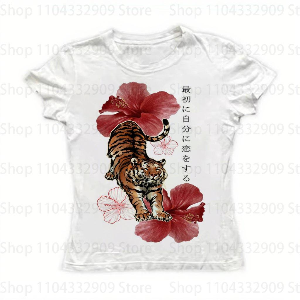 Baby Tees Graphic T Shirts Women's T-shirts 90s Clothes Vintage Crop Top Women Clothing Female Trashy Y2k 2000s Tops Harajuku Gothic Kpop Fashion Casual Japan Y2K Print Anime Letter Goth 90s Woman Clothes Women Harajuku Street Girls