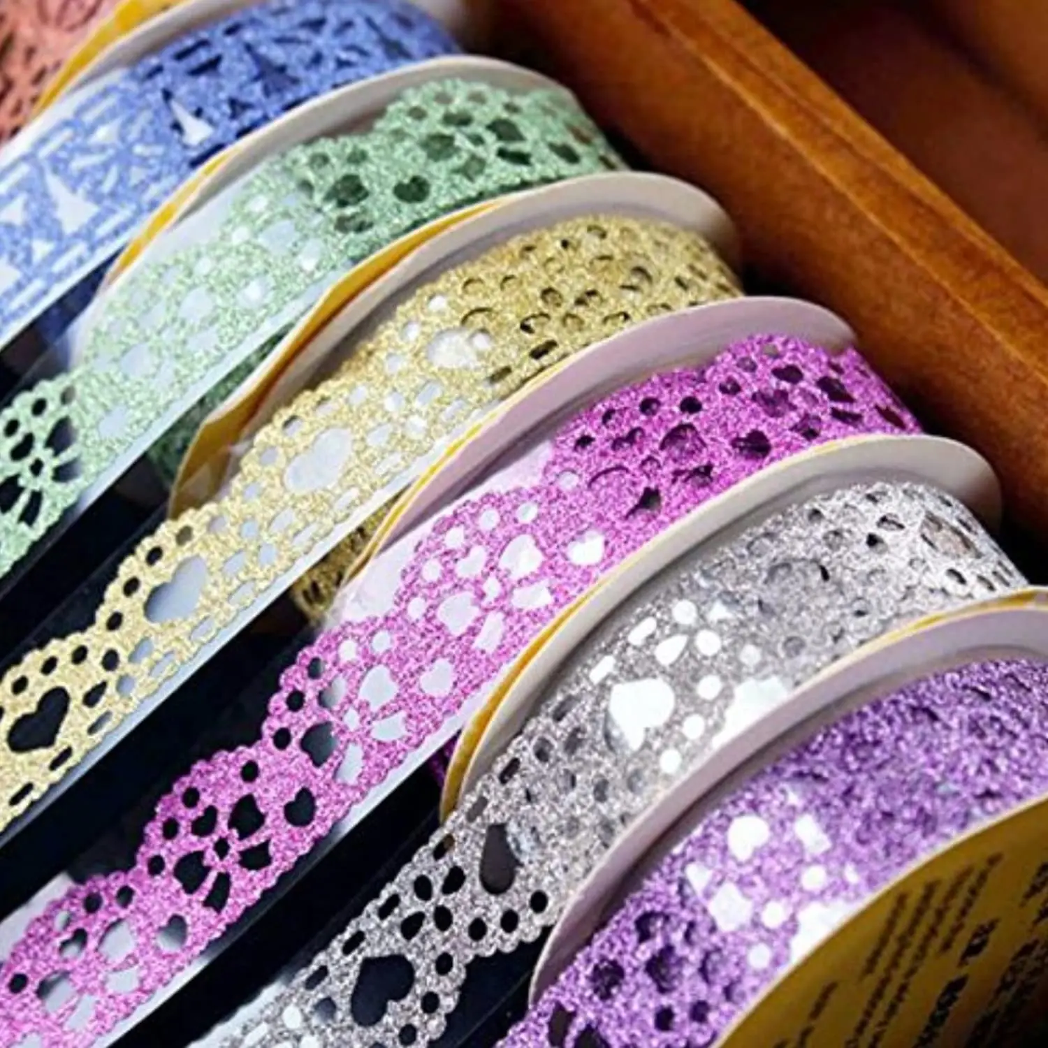 Washi Tape for Scrapbooking, 6 Roll Lace Pattern Glitter Tape in  for Journaling, DIY Craft Projects, Card Making