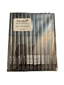 Nabi 12pcs Retractable Waterproof Dark Brown Eyeliner Lipliner Makeup sauchae stain lip liner