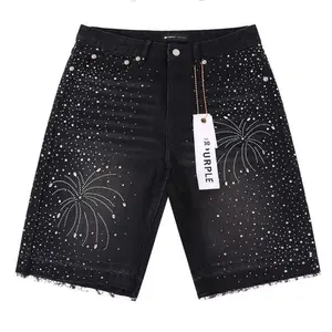 Baggy Rhinestone Firework & Starburst Jorts Vintage Washed Denim Shorts| Y2K Bling Streetwear Unisex Hip Hop Shorts for Men Women Festival Summer Edgy OOTD
