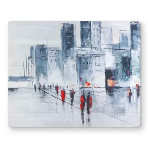 Begin Home Decor C1MP1620EN6C4U 16 x 20 in. Walk in the City Wall Art - Bedroom Building Metal Print