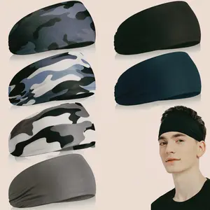 Twisted Knot Hair Band Resistant Head Wrap 6PCS Unisex Camo Sports Headbands Wide Sweat Absorbent Design for Teens Ideal for Basketball, Football, Cycling, Running & Yoga, Men’s Sweat-Wicking Hairbands Set Women's