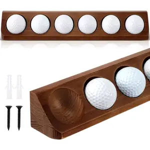 2 Pack Golf Ball Display Case 6 Standard Size Wooden Wall Mounted Golf Ball Stand Holder Display for Collector Sport Memorabilia Accessories Gift Office Tabletop Decor