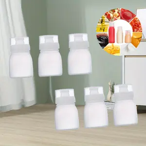 Condiment Porous Squeeze Bottles, Small Salad Dressing & Sauce Container, Multi-nozzle Bottle - 6 Pcs, 6oz, 5 Nozzles