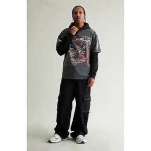 Pacsun Men's Blake Extreme Baggy Jeans Cargo Frayed Black