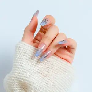 2026 New Premium Mid-Length Trapezoid Press-On Nails 24-32PCS 10 Sec Quick Apply Glossy & Matte Double Finish Ideal for Daily Parties Dates Weddings & Gifts Top Whitening Fake Nails Fits All Nail Shapes