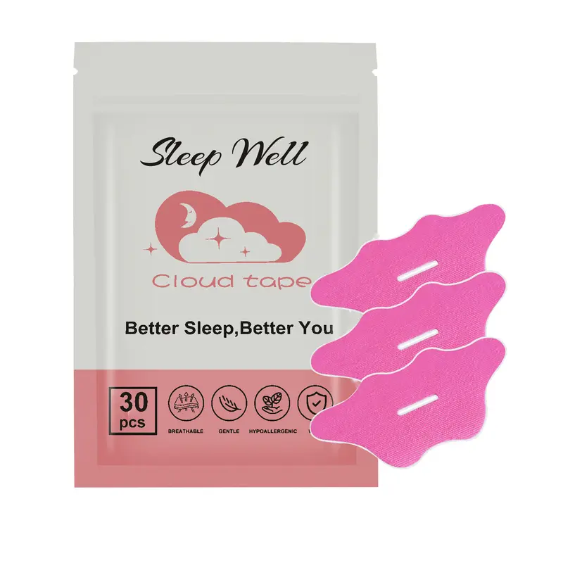 Pink Gentle Adhesion Sleep Aid Cloud Mouth Tape for Women, 30/60 Strips Hypoallergenic Sports Tape, 1-Month Supply Gym & Yoga Accessories