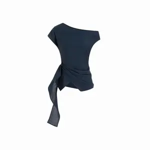 Cider Linen-blend Asymmetrical Neck Blouse With Belted