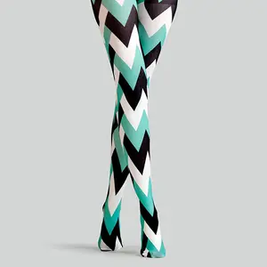 Viken Plan Popart Print Tights personality Pantyhose/Tights [Tri - Hue Zigzag]
