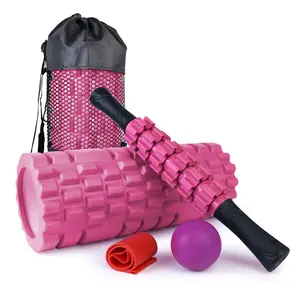 5 in 1 Foam Roller Set Trigger Point Foam Roller Patented, Massage Roller Stick, Massage Ball, Stretching Strap for Deep Muscle Massage Pilates Yoga, Fitness Exercise for Whole Body(Pink) Body Care Daily