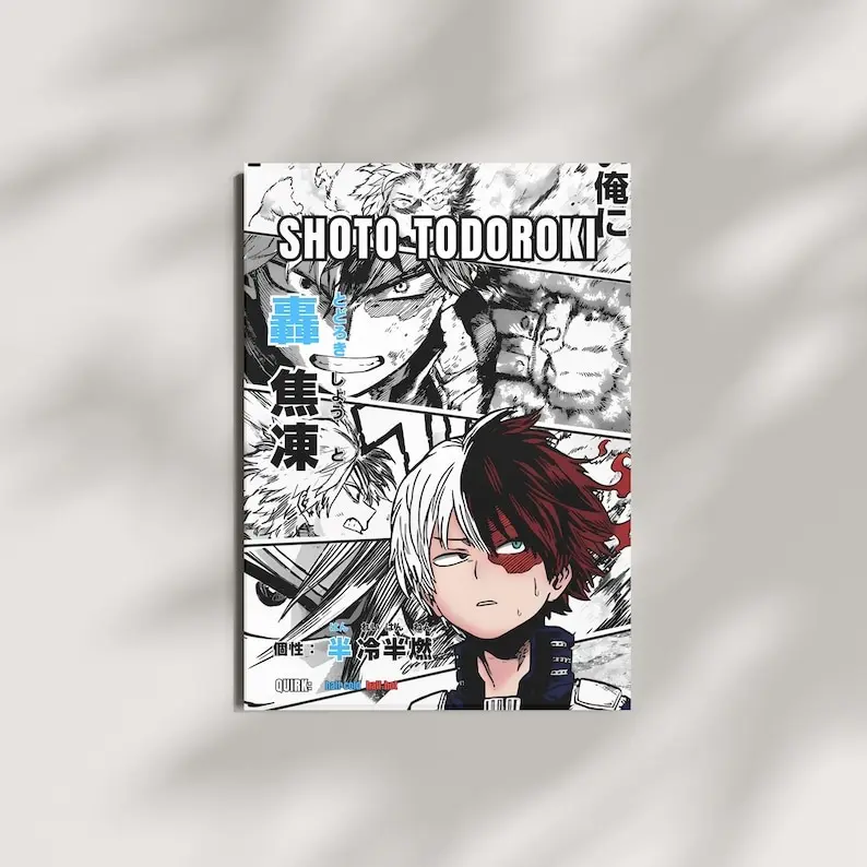 Shoto Todoroki Poster, My Hero Academia Wall Art, Anime Manga Illustration Decor Print, Gift For Fans