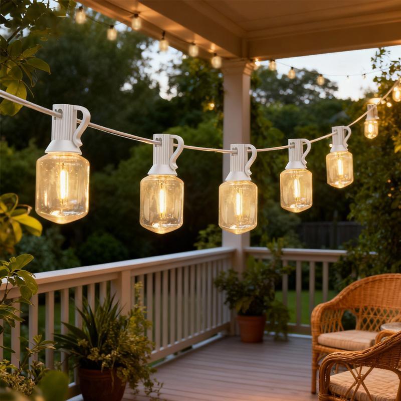 12 lights T40 LED multi-color sugar string light/white transparent string light - 25FT can be connected to outdoor waterproof party light, suitable for courtyard, backyard, festival, suitable for Easter, Valentine's Day, wedding anniversary and other fest