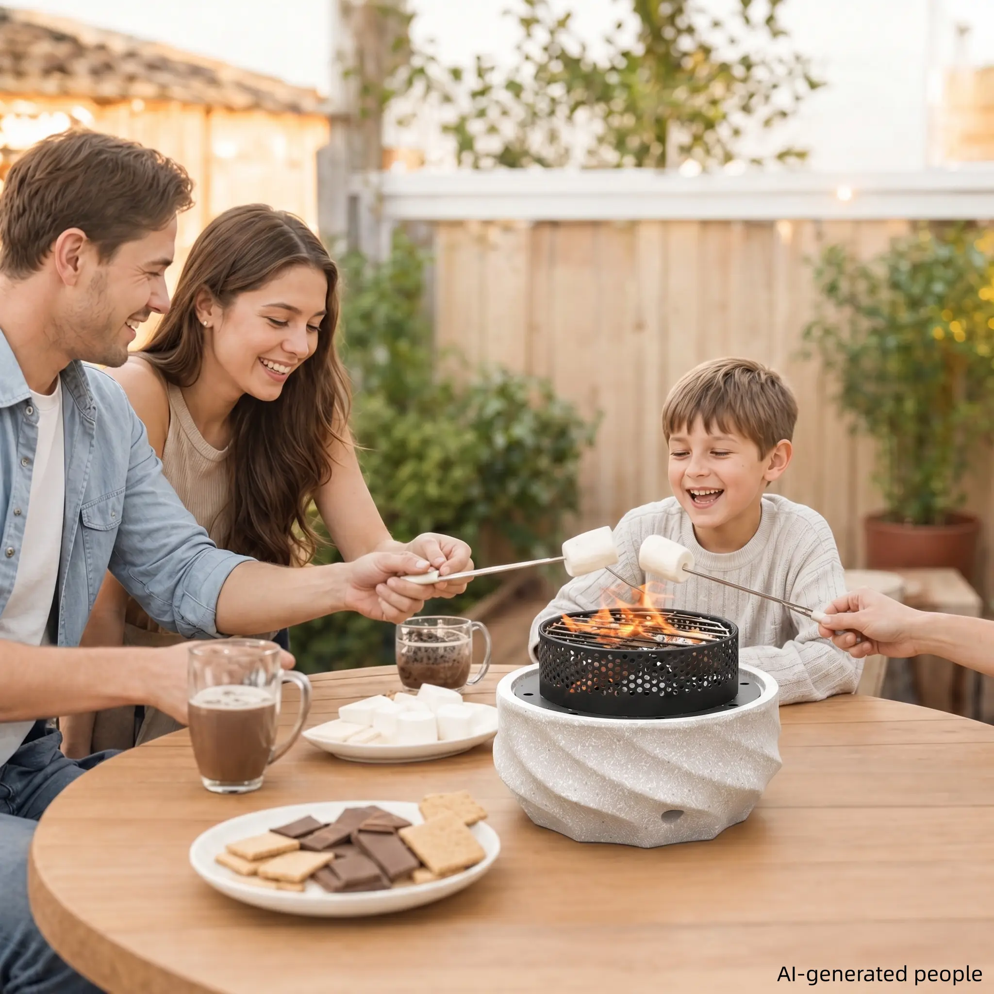 Cozy Tabletop Gathering Spot  Magnesium Wood & Charcoal Fire Pit #SmallSpaceLiving #FireBowl #TerraceDecor