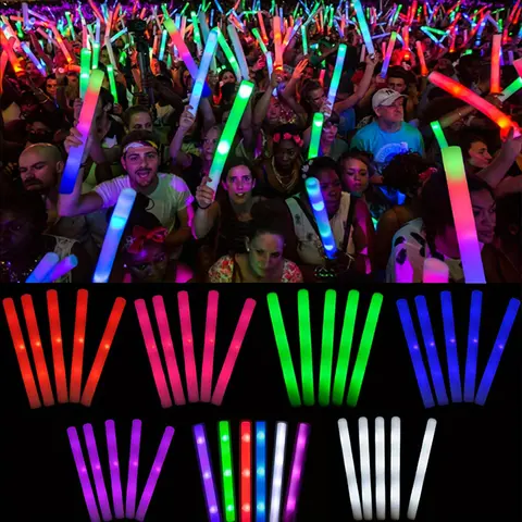 36-Piece LED Foam Sponge Sticks with Pre-Loaded LEDs, 3 Light-Up Modes, Glow Party Supplies for Halloween, Weddings, Festive Gifts & Party Decoration Props