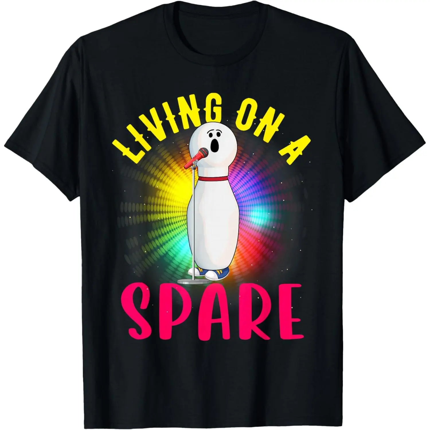 100%cotton Living on a Spare Shirt Bowling League Team Shirt Funny Bowl T-Shirt