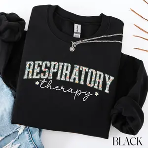 Respiratory Therapy Short Sleeved T-SHIRT / Sweatshirt: Floral Design, RT Nurse Cotton Fabric