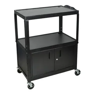Steel Adjustable Height Extra Large Av Cart with Cabinet Steel Adjustable Height Extra Large Av Cart with Cabinet