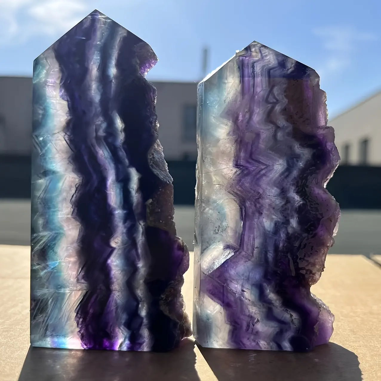 One Beautiful Rainbow Fluorite Druzy Tower, Natural Fluorite,Featuring Clear Layers Of Purple And Green. Ideal For Crystal Collections, As A Gift Display, Or As An Elegant Decoration For Home And Office. A Unique Geological Gift Idea