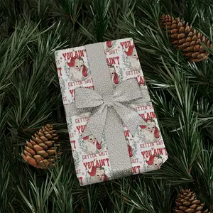 You aint getting shtt Funny Christmas Wrapping Paper Roll, Naughty Adult Rude Humor Gift Wrap, Xmas Cheeky Holiday Wrap for Women Men, Gag Gift Wrap for Christmas Party, Holiday, Birthday - cms10339