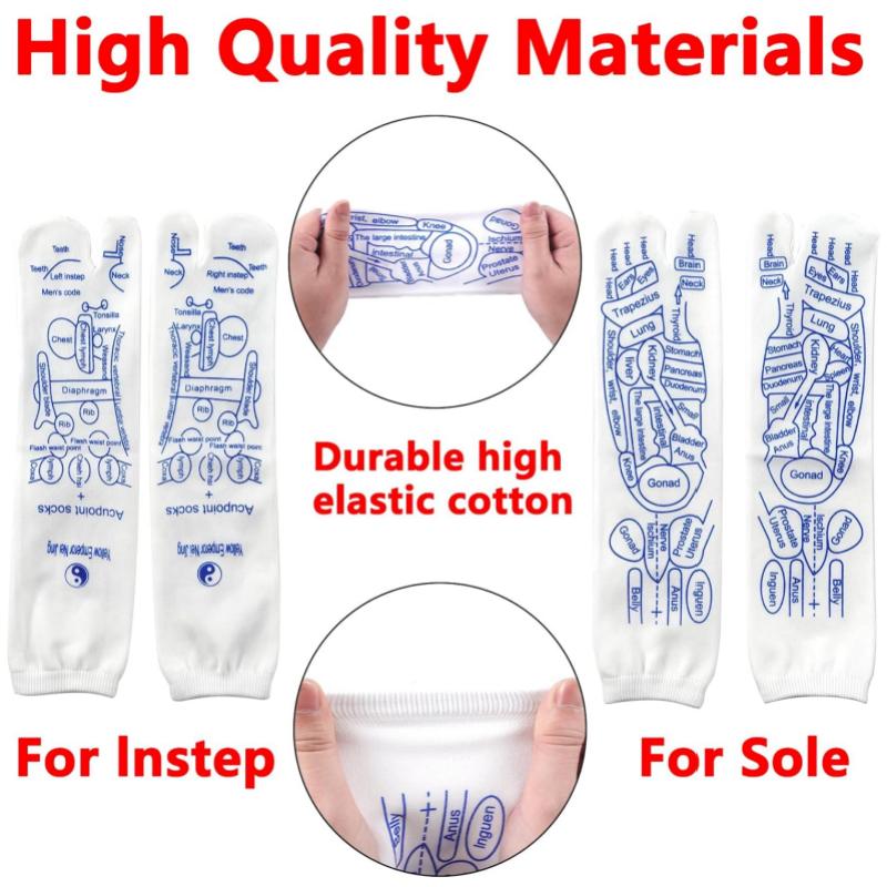 Reflexology Socks with Tools and Gloves Set, Unisex Pressure Point Socks with Reflexology Tools, Acupuncture Socks Kit for Foot Massage, Foot Massage Sock Guide Comfort Body Care