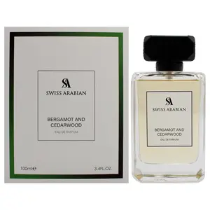 Swiss Arabian Bergamot and Cedarwood – 3.4 oz Eau de Parfum for Men – Long-Lasting Citrus Woody Cologne – Elegant Arabian Fragrance with Lavender, Cinnamon & Patchouli