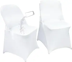 40 count Stretch Spandex Folding  Chair Covers,Universal Fitted Chair Cover Protector for Wedding Party Banquet Holidays Celebration Decoration(40, White )