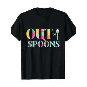 Men's Short-Sleeve Chronic Illness Awareness Spoon Theory T-Shirt - 100% Cotton 200gsm Black Streetwear Graphic Tee, Vibrant Geometric Spoon Design, Regular Fit Round Neck Casual Adult Top, Shortsleeve, Tshirt