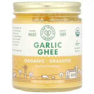 Pure Indian Foods Organic Grassfed Garlic Ghee, 7.8 oz (220 g)