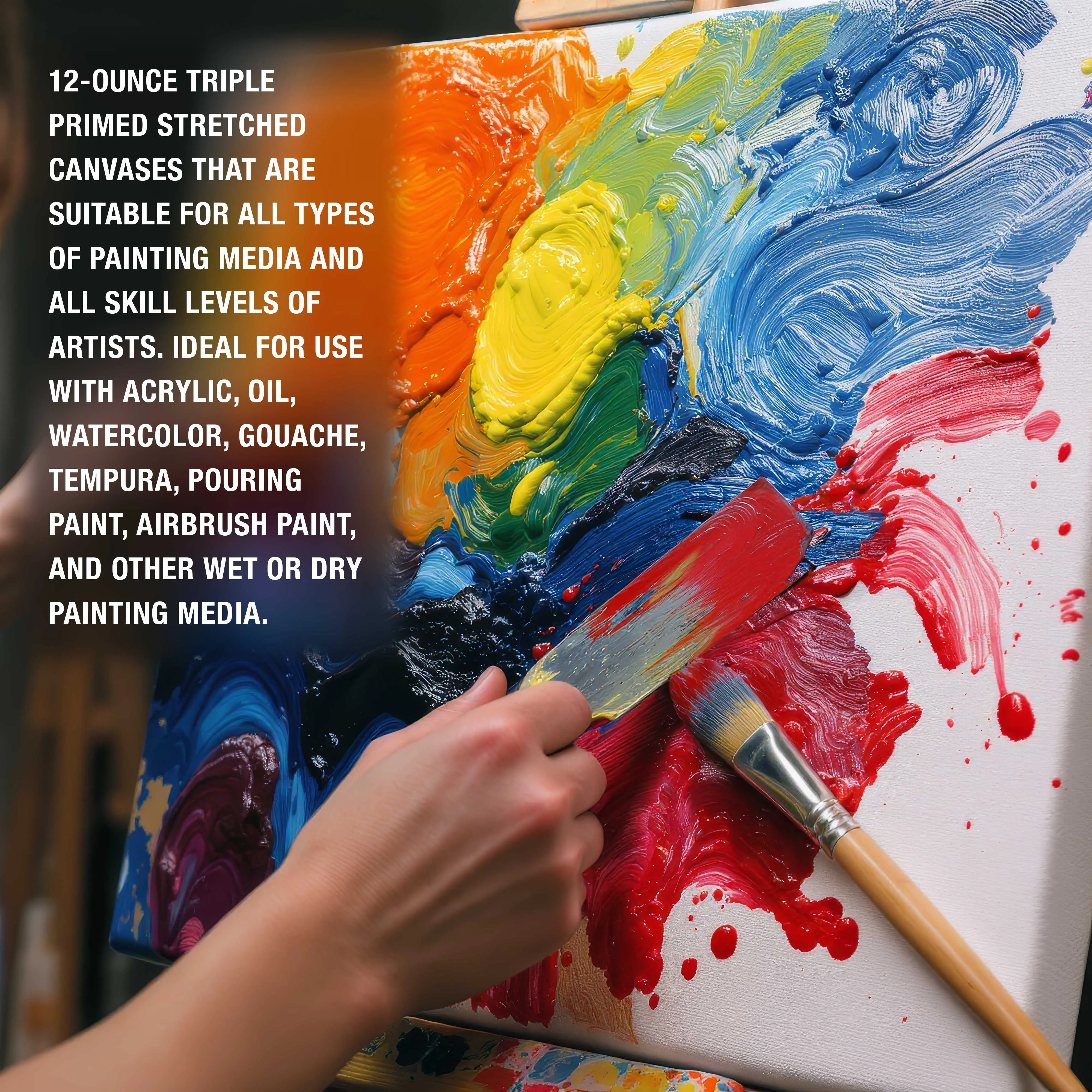 30 x 36 inch Stretched Canvas 12-Ounce Triple Primed, 3-Pack - Professional Artist Quality White Blank 3/4" Profile, 100% Cotton, Heavy-Weight Gesso