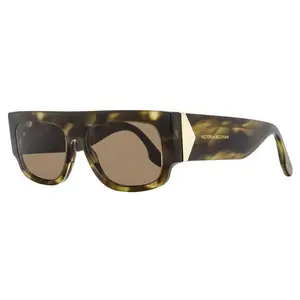 Victoria Beckham V Plaque Sunglasses VB666S 321 Kakhi Horn 55mm
