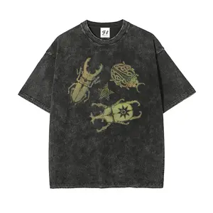 Unisex Allomyrina Dichotoma Insect Lover Oversized Washed Batik Cotton T-Shirt, S-5XL, Round Neck Short-Sleeve, Casual Streetwear, Super Soft Pre-Shrunk, Vintage Retro Daily Wear  merch