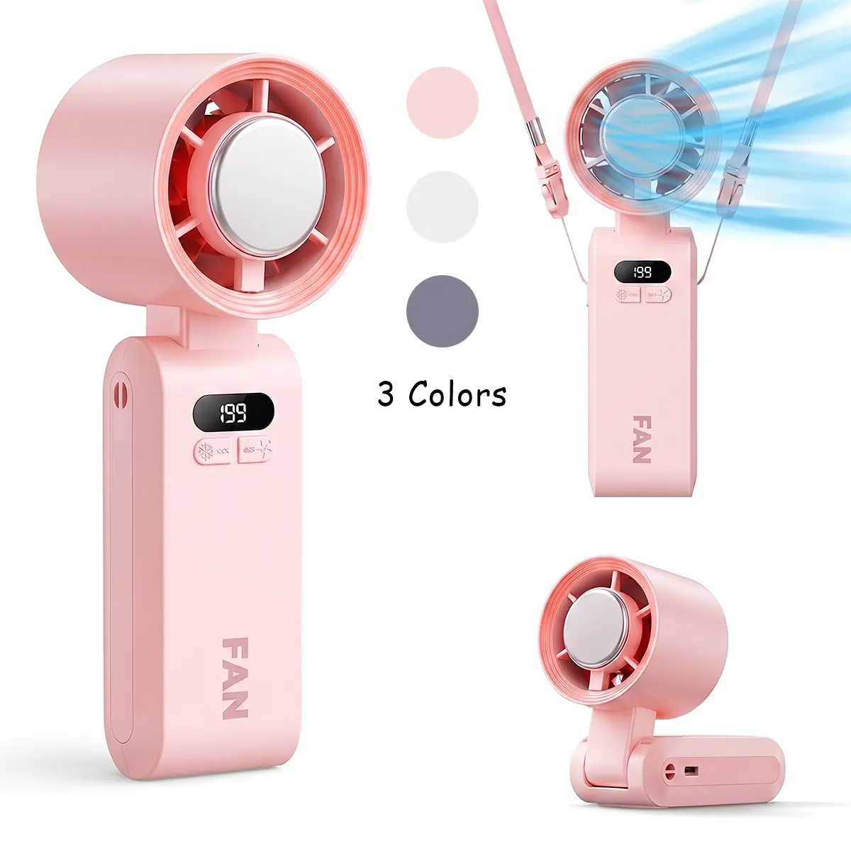 SUMMER MUST-HAVE Turbo Cooling Fan, 20000 RPM Ultra Powerful Handheld Fan with Ice Cool Mode, 1-199 Adjustable Wind Speeds, Rechargeable Portable Pocket Fan, Foldable Design for Travel, Camping, Sports & Outdoor Adventures