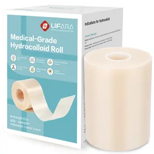 LIFARA Hydrocolloid Roll for Wound Care - Cut-to-Size, Extra Large Hydrocolloid Patch Bandages with Self-Adhesive, Ultra Absorbent, Flexible & Waterproof, First Aid Kit Essential (4in*32ft, 11.8mil/ 0.3mm Thickness))