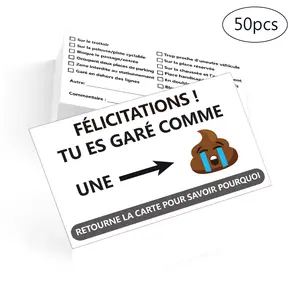 50pcs French Car Parking Cards, Fun and Funny Parking Tickets, Warning Reminder Cards, Multilingual Parking Violations Alerts, Bilingual Cards