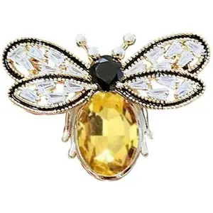 Crystal Bee Brooch Pin Vintage Bee Pearl Lapel Pin for Women Retro Rhinestone Insect Pin Jewelry Gift