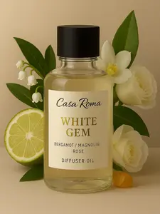 Casa Roma White Gem Aroma Oil – Premium Cold-Air Diffuser Oil Blend with Citrus, Orange Blossom, Magnolia & Vetiver – Compatible with Casa Roma & Waterless Diffusers (120ml Bottle)