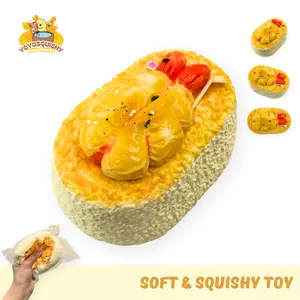 YOYOSQUISHY Shrimp Rice Ball Water&Creamy Texture Taba Squishy Toy Soft Cute Adorably Squishy Handmade Food-Grade Silicone Stress Reliever 10.5x7x5.2cm Gift-Ready Box Water Squishy