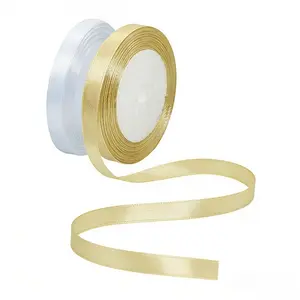2-Roll Set White & Gold Satin Ribbon - 45.4 Meters Total 0.39inch Wide Premium Fabric Ribbon for Elegant Gift Wrapping & Luxury Packaging, Wedding Decor & Event Styling, Festive Christmas & Holiday Projects, Floral Bouquet Design & Arrangements