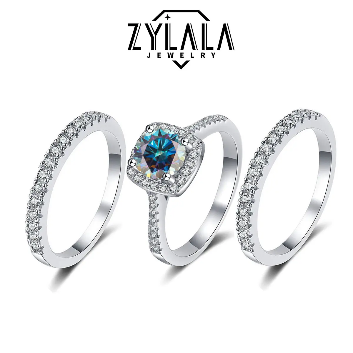 1CT Ring + 2Pcs Eternity-band