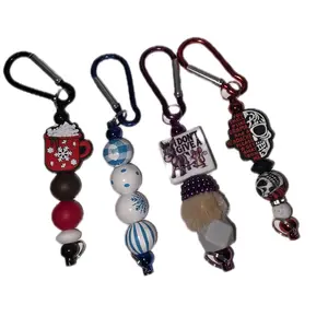 Customizable Carabiner Keychain with Multiple Color Beads and Unique Designs Choose Your Favorite Style
