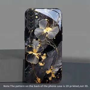 Black Golden Floral Marble New Black Phone Case Tempered Glass for Samsung Galaxy S26 S25 S24 S23 S22Pro S21 S20 Fe Plus Ultra Pro A56 A55 A54 A53 A52 A51 A36 A35 A34 A32 A26 A25 A24 A23 A16 A15 A14 A06 A05 A03s