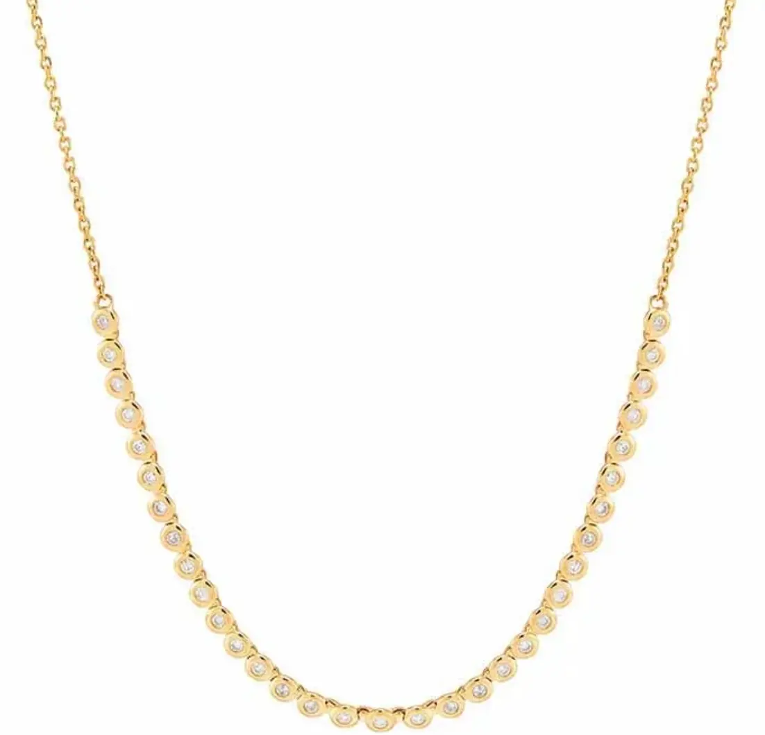 14k Yellow Gold Diamond-Set Link Necklace