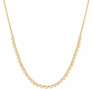 14k Yellow Gold Diamond-Set Link Necklace
