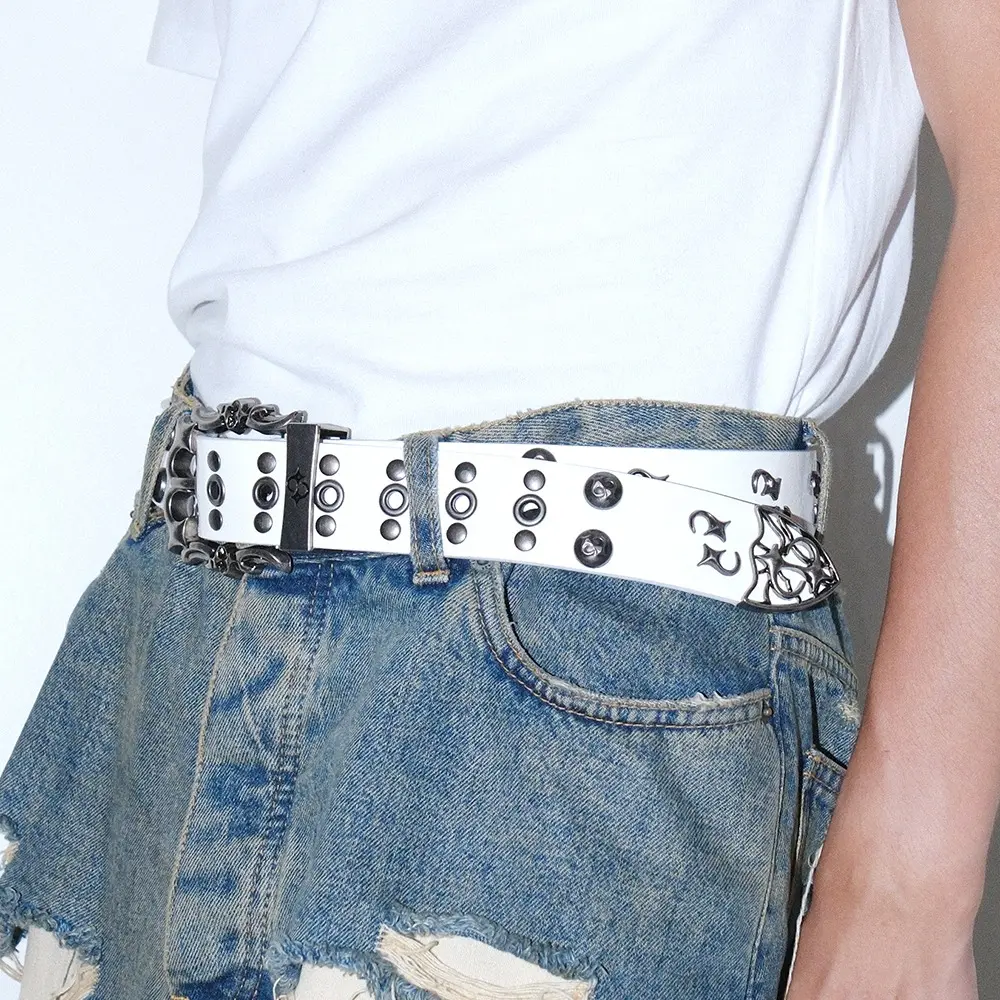 Y2K Punk Gothic Belt with Metal Buckle – Studded PU Leather  display picture 1