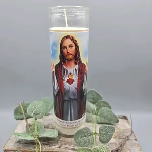 Sagrado Corazón De Jesús Candles Devotional Religious Sacred Heart Of Jesus 8" Prayer Candle
