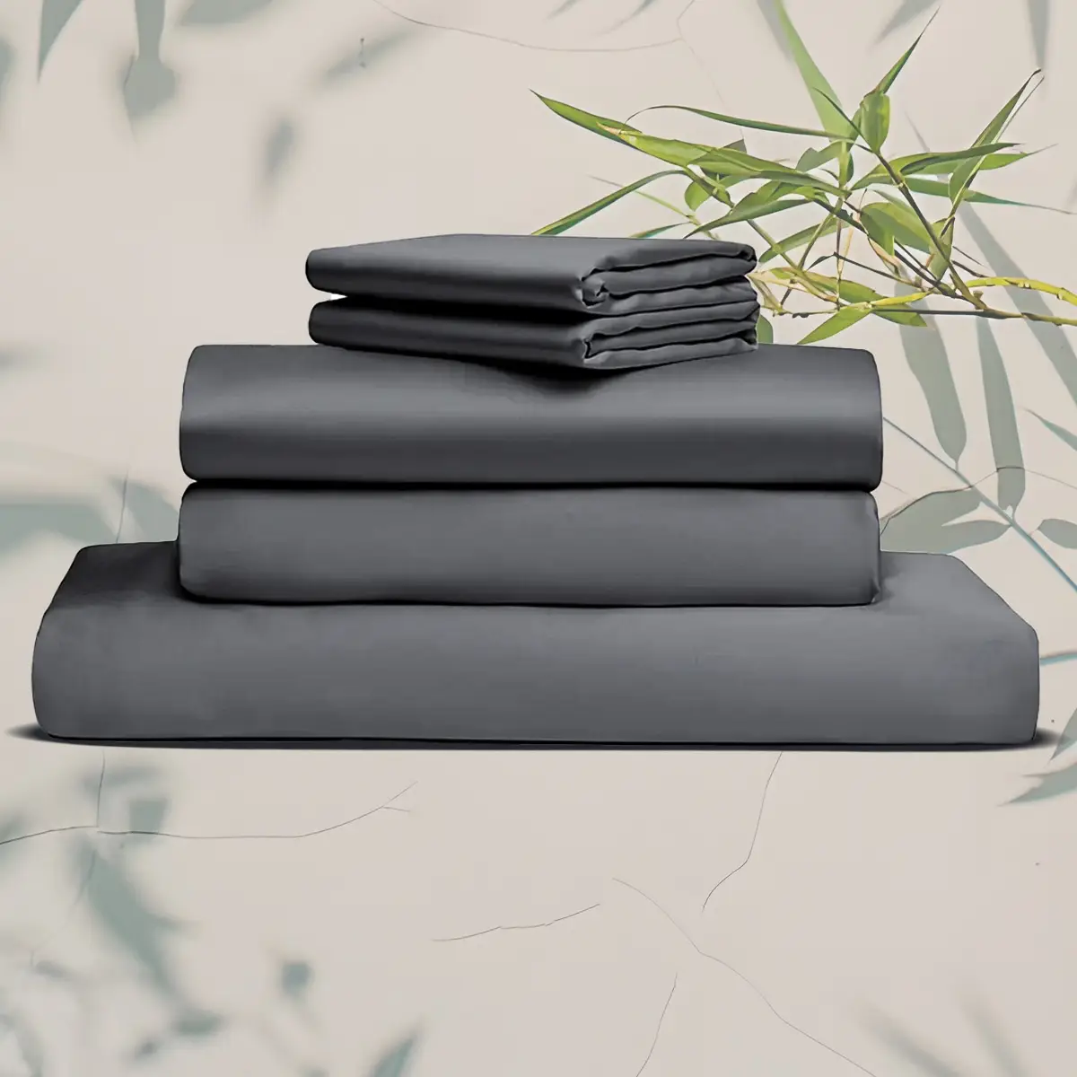 Cherryarn Bamboo Sheets Set 4 Piece , Luxuriously Soft Luxury Bedding Sheets & Pillowcases, 15 Inch Deep Pocket, Machine Washable, for Bedroom King Cl