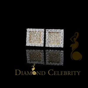 925 White Silver 0.80ct VVS 'D' Moissanite Square Stud Earring Men's/Women's