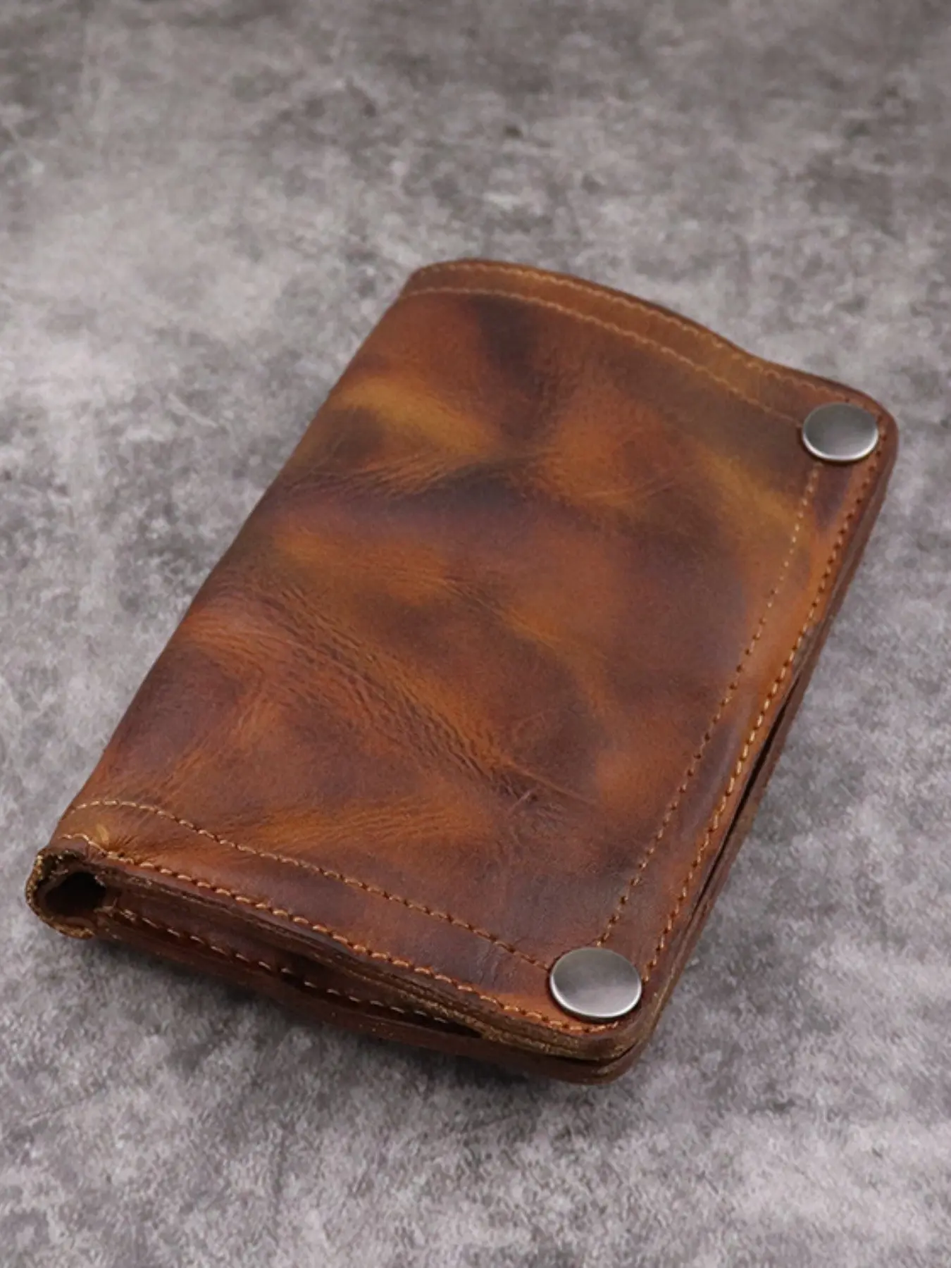 Vintage Leather Wallet for Men, Large Bill Holder, Top Grain Cowhide, Distressed Color, Vertical Square Card Case, Card Slot Wallet, Retro Style, Genuine Leather Wallets