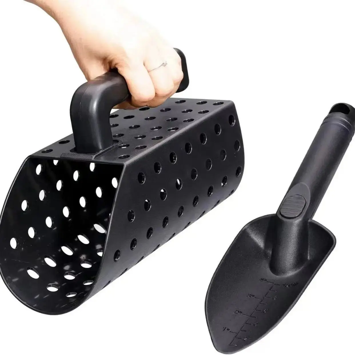 Portable Hourglass Metal Detector Accessory Sand Scoop with Handle, Filtered Outdoor